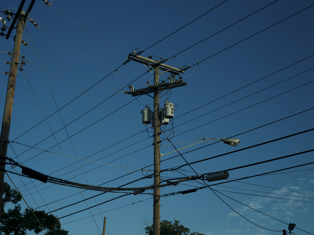 Utility pole with power lines